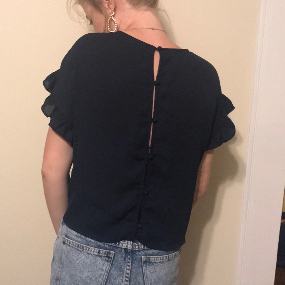 Navy flutter sleeve